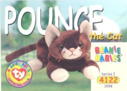 TY Beanie Babies BBOC Card - Series 1 Common - POUNCE the Cat