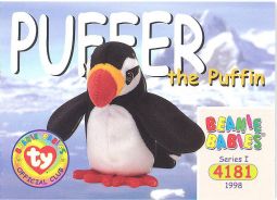 TY Beanie Babies BBOC Card - Series 1 Common - PUFFER the Puffin
