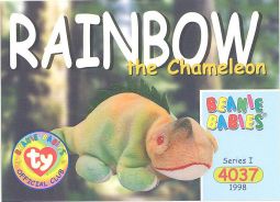 TY Beanie Babies BBOC Card - Series 1 Common - RAINBOW the Chameleon