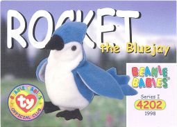TY Beanie Babies BBOC Card - Series 1 Common - ROCKET the Bluejay