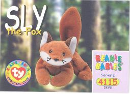 TY Beanie Babies BBOC Card - Series 1 Common - SLY the Fox