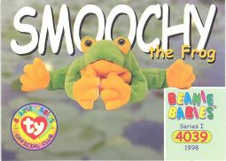 TY Beanie Babies BBOC Card - Series 1 Common - SMOOCHY the Frog