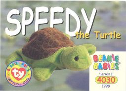 TY Beanie Babies BBOC Card - Series 1 Common - SPEEDY the Turtle