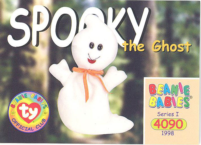 TY Beanie Babies BBOC Card - Series 1 Common - SPOOKY the Ghost