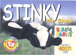 TY Beanie Babies BBOC Card - Series 1 Common - STINKY the Skunk