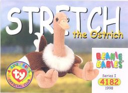 TY Beanie Babies BBOC Card - Series 1 Common - STRETCH the Ostrich