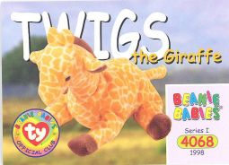 TY Beanie Babies BBOC Card - Series 1 Common - TWIGS the Giraffe