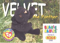 TY Beanie Babies BBOC Card - Series 1 Common - VELVET the Panther
