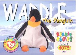 TY Beanie Babies BBOC Card - Series 1 Common - WADDLE the Penguin