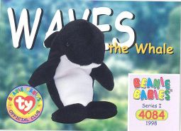 TY Beanie Babies BBOC Card - Series 1 Common - WAVES the Whale