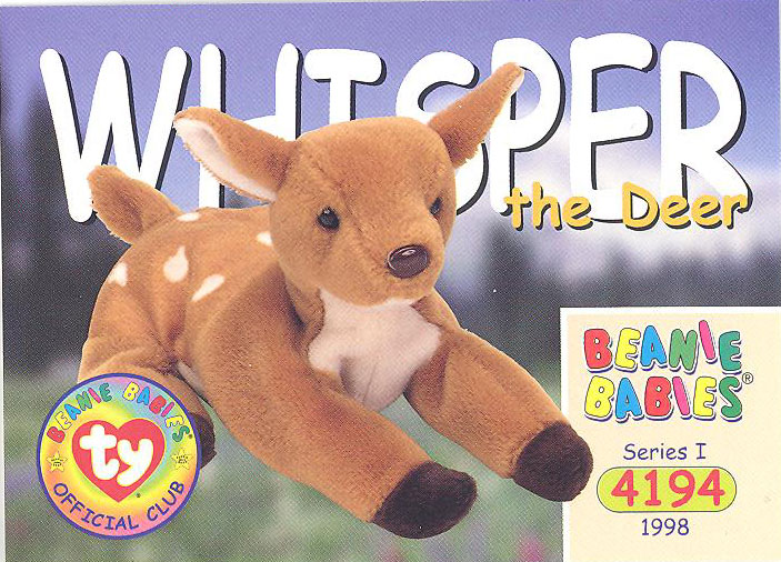 TY Beanie Babies BBOC Card - Series 1 Common - WHISPER the Deer:  BBToyStore.com - Toys, Plush, Trading Cards, Action Figures & Games online  retail store shop sale