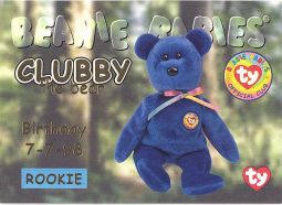 TY Beanie Babies BBOC Card - Series 1 Birthday (GOLD) - CLUBBY the Bear (Rookie) TY Beanie Babies BBOC Card - Series 1 Birthday (GOLD) - CLUBBY the Bear (Rookie)