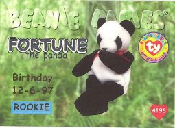 TY Beanie Babies BBOC Card - Series 1 Birthday (SILVER) - FORTUNE the Panda (Rookie)