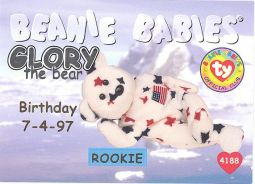 TY Beanie Babies BBOC Card - Series 1 Birthday (SILVER) - GLORY the Bear (Rookie)