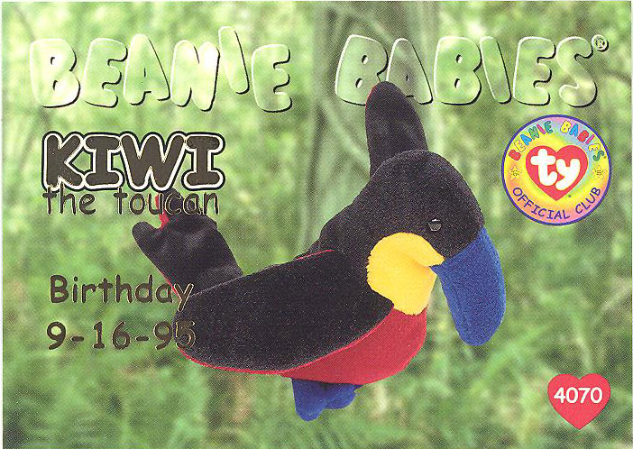 TY Beanie Babies BBOC Card - Series 1 Birthday (GOLD) - KIWI the Toucan