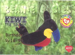 TY Beanie Babies BBOC Card - Series 1 Birthday (SILVER) - KIWI the Toucan