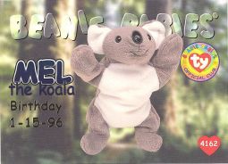 TY Beanie Babies BBOC Card - Series 1 Birthday (BLUE) - MEL the Koala