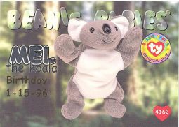 TY Beanie Babies BBOC Card - Series 1 Birthday (SILVER) - MEL the Koala