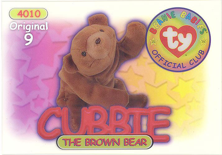 TY Beanie Babies BBOC Card - Series 1 Original 9 (SILVER) - CUBBIE the Bear