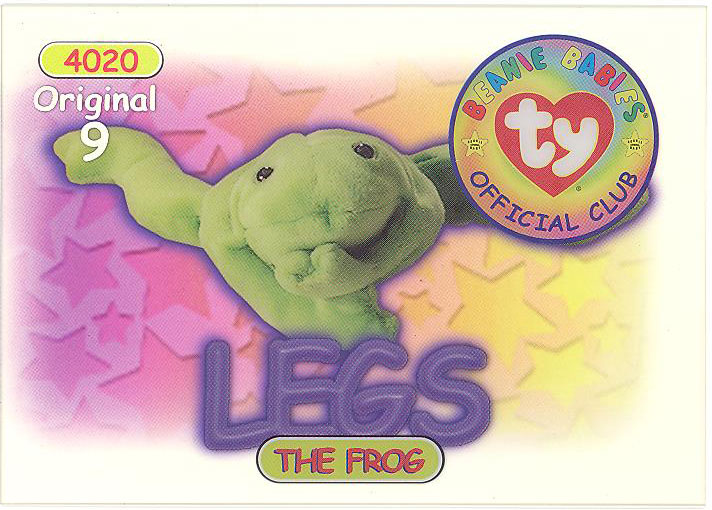 TY Beanie Babies BBOC Card - Series 1 Original 9 (SILVER) - LEGS the Frog