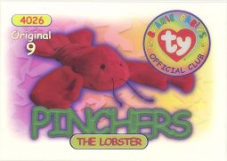 TY Beanie Babies BBOC Card - Series 1 Original 9 (GOLD) - PINCHERS the Lobster TY Beanie Babies BBOC Card - Series 1 Original 9 (GOLD) - PINCHERS the Lobster