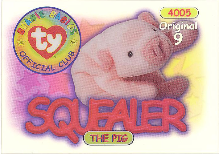 TY Beanie Babies BBOC Card - Series 1 Original 9 (SILVER) - SQUEALER the Pig