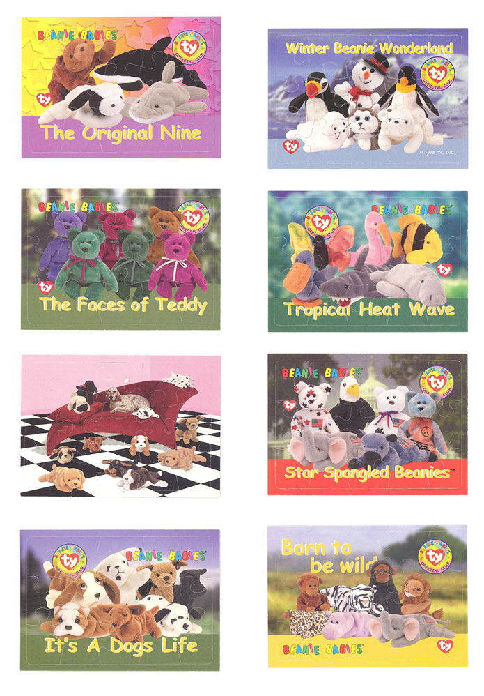 Ty Beanie Babies Collector Cards Jigsaws Rare Complete Set Of 8 Cards 
