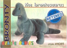 TY Beanie Babies BBOC Card - Series 1 Retired (BLUE) - BRONTY the Brontosaurus