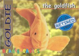 TY Beanie Babies BBOC Card - Series 1 Retired (BLUE) - GOLDIE the Goldfish