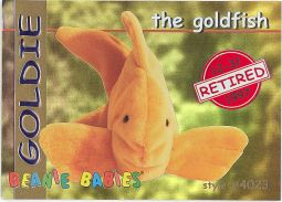 TY Beanie Babies BBOC Card - Series 1 Retired (RED) - GOLDIE the Goldfish
