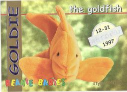 TY Beanie Babies BBOC Card - Series 1 Retired (SILVER) - GOLDIE the Goldfish