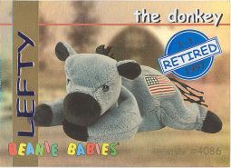 TY Beanie Babies BBOC Card - Series 1 Retired (BLUE) - LEFTY the Donkey