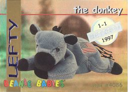 TY Beanie Babies BBOC Card - Series 1 Retired (SILVER) - LEFTY the Donkey