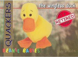 TY Beanie Babies BBOC Card - Series 1 Retired (RED) - QUACKERS the Duck