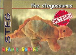 TY Beanie Babies BBOC Card - Series 1 Retired (RED) - STEG the Stegosaurus