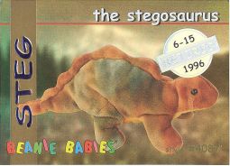 TY Beanie Babies BBOC Card - Series 1 Retired (SILVER) - STEG the Stegosaurus