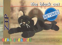 TY Beanie Babies BBOC Card - Series 1 Retired (BLUE) - ZIP the Black Cat