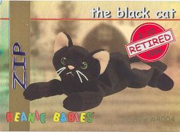 TY Beanie Babies BBOC Card - Series 1 Retired (RED) - ZIP the Black Cat