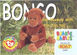 TY Beanie Babies BBOC Card - Series 2 Common - BONGO the Monkey
