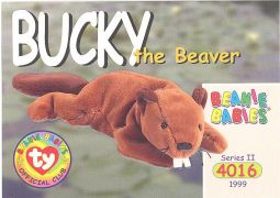 TY Beanie Babies BBOC Card - Series 2 Common - BUCKY the Beaver
