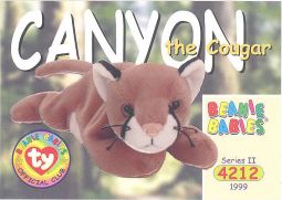 TY Beanie Babies BBOC Card - Series 2 Common - CANYON the Cougar