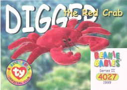 TY Beanie Babies BBOC Card - Series 2 Common - DIGGER the Red Crab