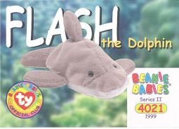 TY Beanie Babies BBOC Card - Series 2 Common - FLASH the Dolphin