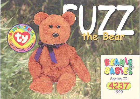 TY Beanie Babies BBOC Card TEDDY BROWN NEW FACE BEAR NM/M Series 2 Common 