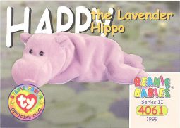 TY Beanie Babies BBOC Card - Series 2 Common - HAPPY the Lavender Hippo