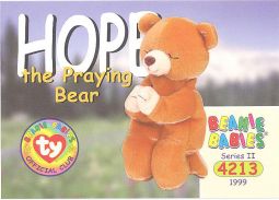 TY Beanie Babies BBOC Card - Series 2 Common - HOPE the Praying Bear