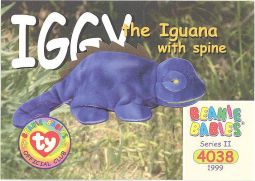 TY Beanie Babies BBOC Card - Series 2 Common - IGGY the Iguana (w/Spine)