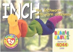 TY Beanie Babies BBOC Card - Series 2 Common - INCH the Inchworm (w/Yarn Antennas)