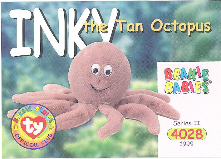 TY Beanie Babies BBOC Card - Series 2 Common - INKY the Tan Octopus ...