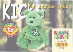 TY Beanie Babies BBOC Card - Series 2 Common - KICKS the Soccer Bear